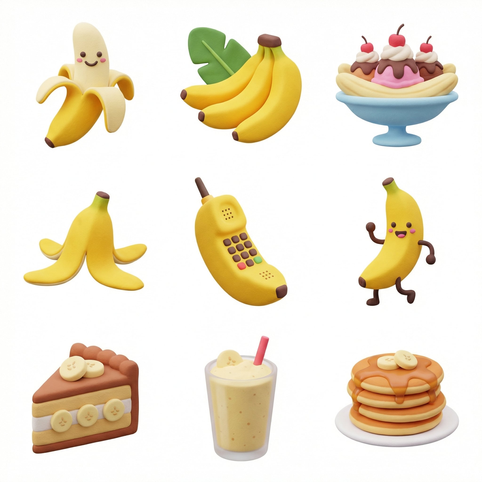 nano banana 图标生成提示词：同一主题的 3D 图标套装（3×3 九宫格）