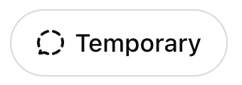 新對話頂部的 Temporary（臨時）按鈕