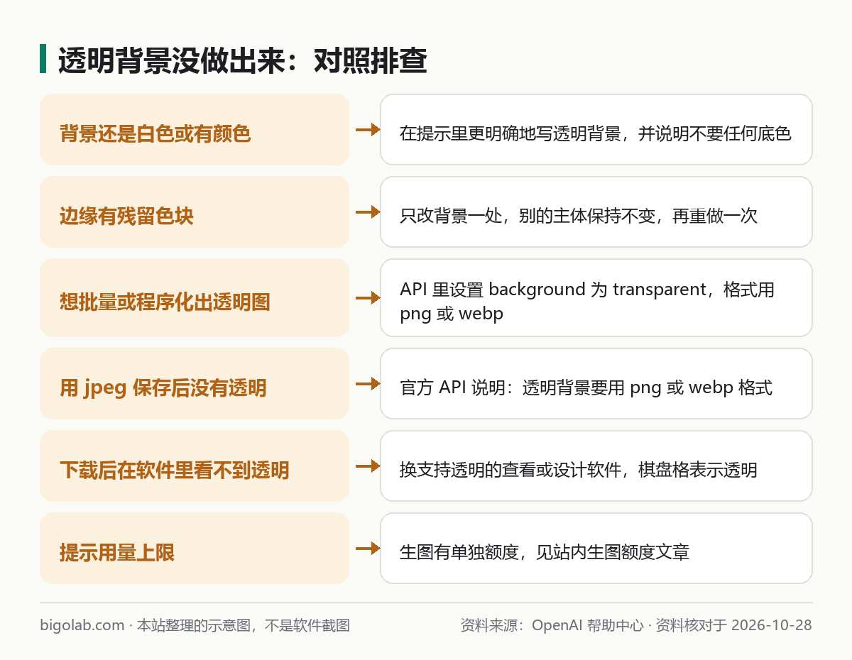 透明背景没做出来：对照排查