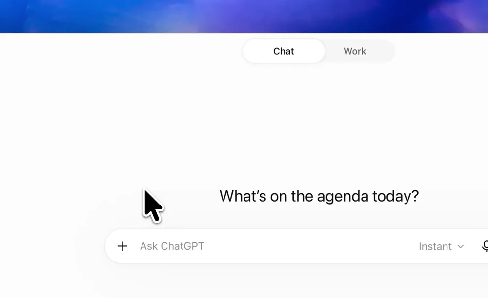 对话页顶部的 Chat / Work 切换