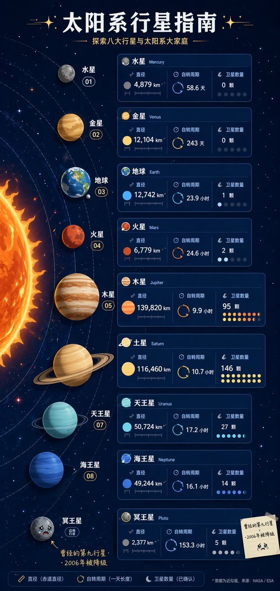太陽系科普海報提示詞：八大行星"身份證"數據資訊圖（gpt-image-2）