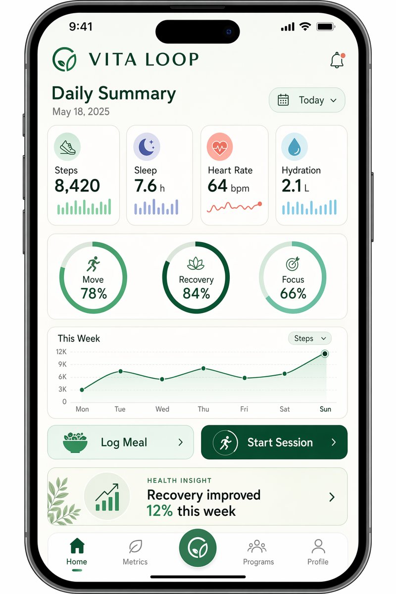 UI设计提示词：健康打卡 App 日报页，步数睡眠心率卡片+三个环形进度（gpt-image-2）