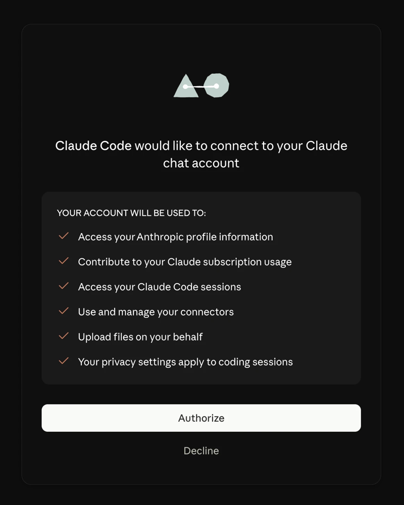 浏览器中授权 Claude Code 连接 Claude 账号的确认页